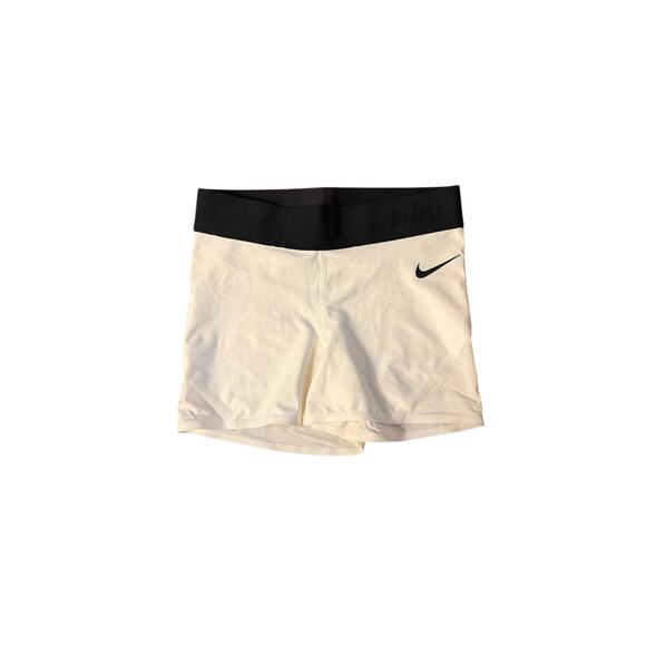 Nike Pro White Athletic Shorts Woman Medium Skin-Tight Biker Style Lightweight - Picture 1 of 5